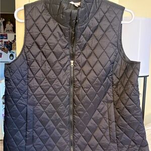 Time and Tru Charcoal Quilted Vest Women’s XL Full Zip Pockets